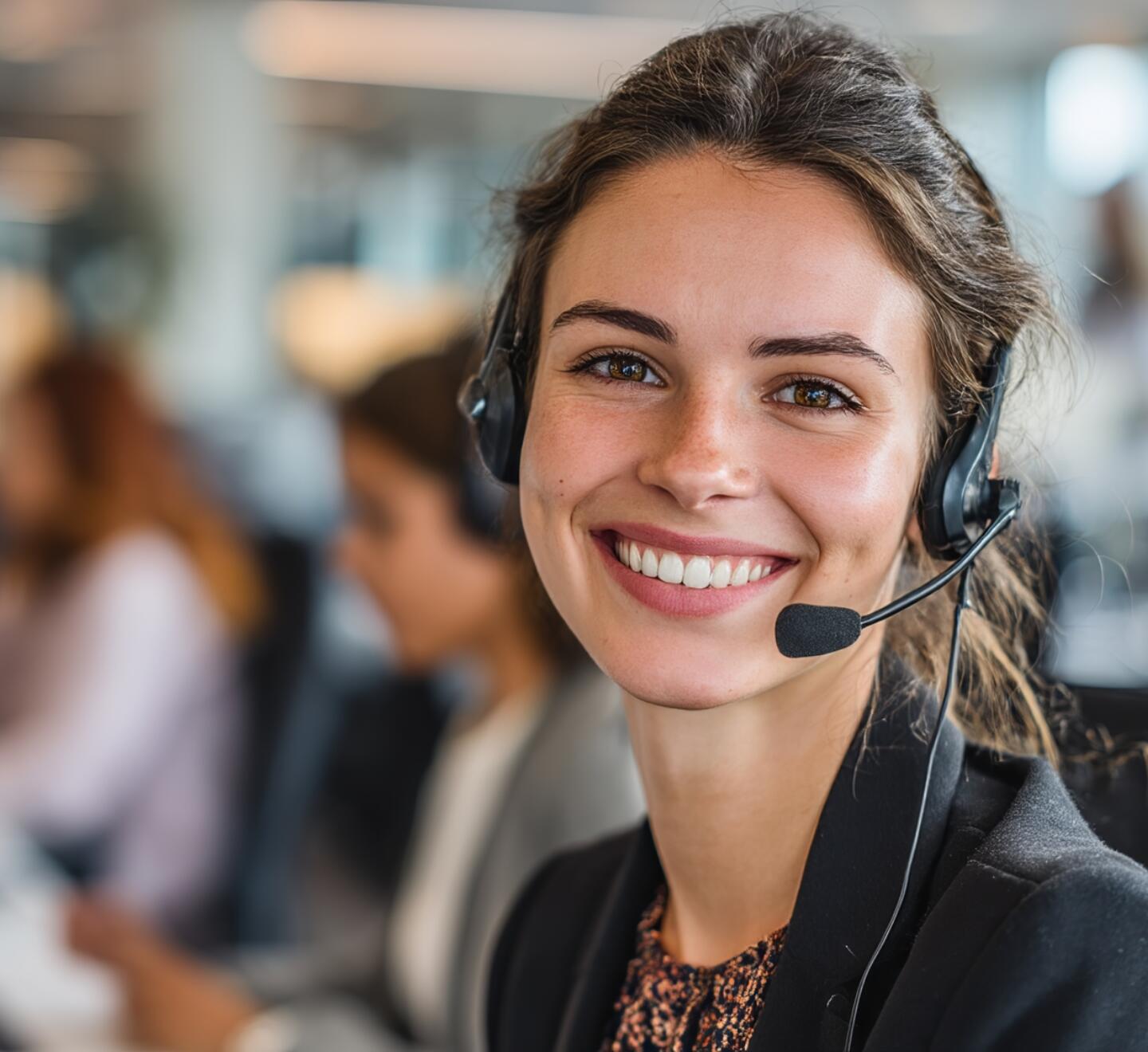 Smiling customer service representative