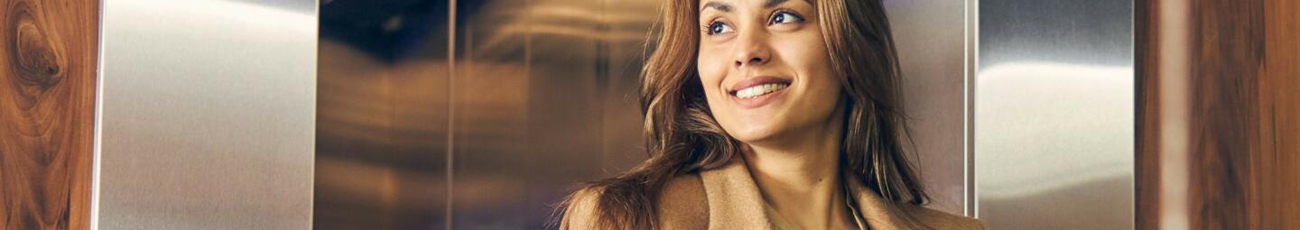 Woman leaving lift