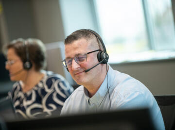 Lemon Contact Centre operator wearing headset for call handling