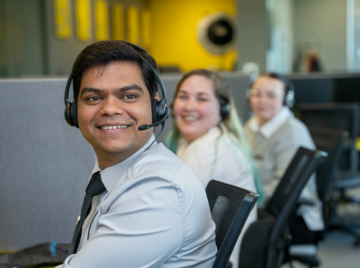 Contact centre agents providing customer support 24/7