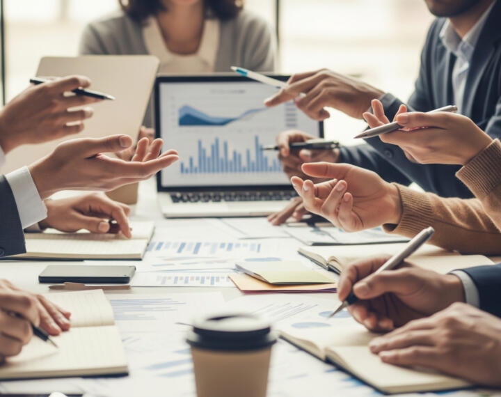 Business team managing structured back-office outsourcing processes