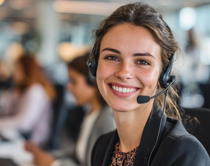 Smiling customer service representative