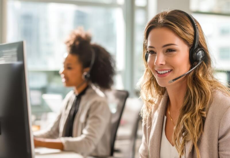 The smiling call center agent providing exceptional customer support and assistance