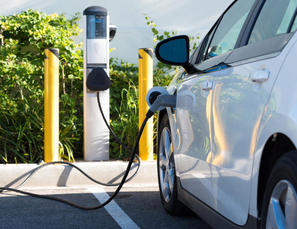 Electric vehicle charging at EV charge point